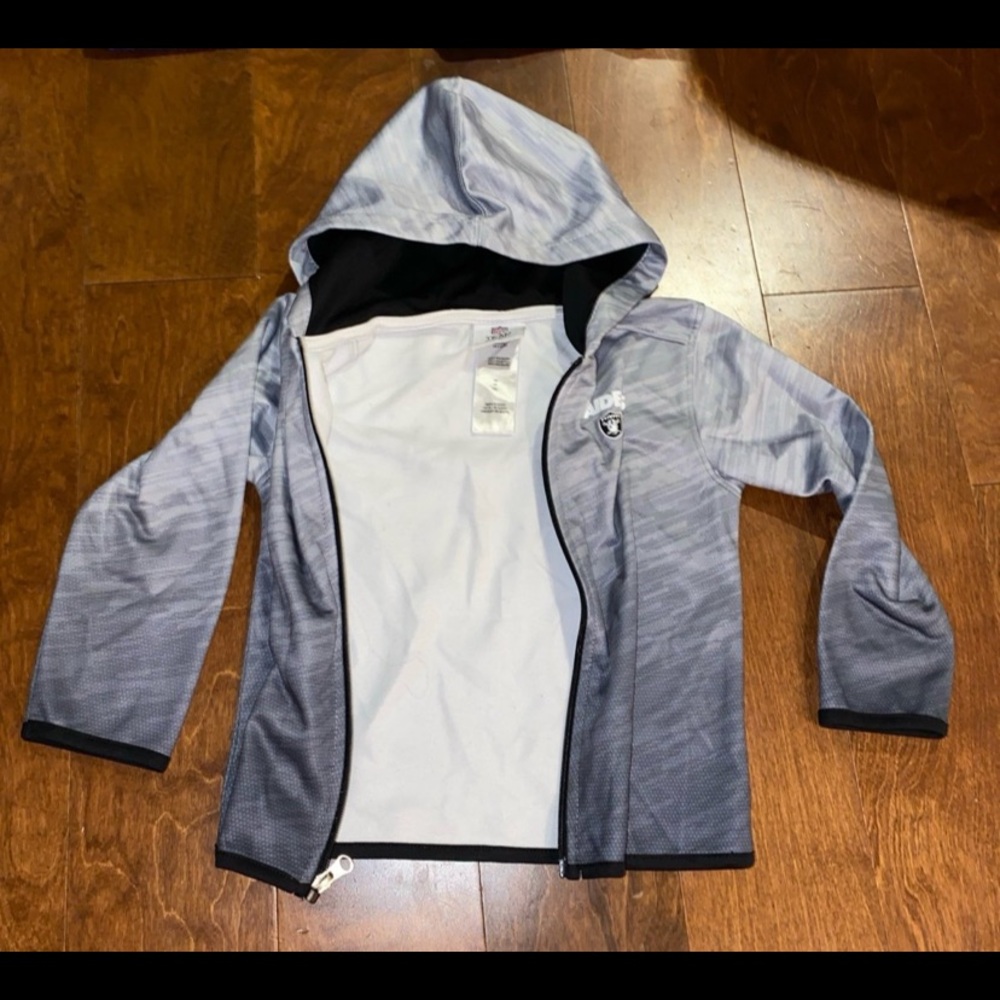 Rwtl$45 4T Kids Las Vegas Raiders Gray Hooded Zip-Up Top hoodie jacket